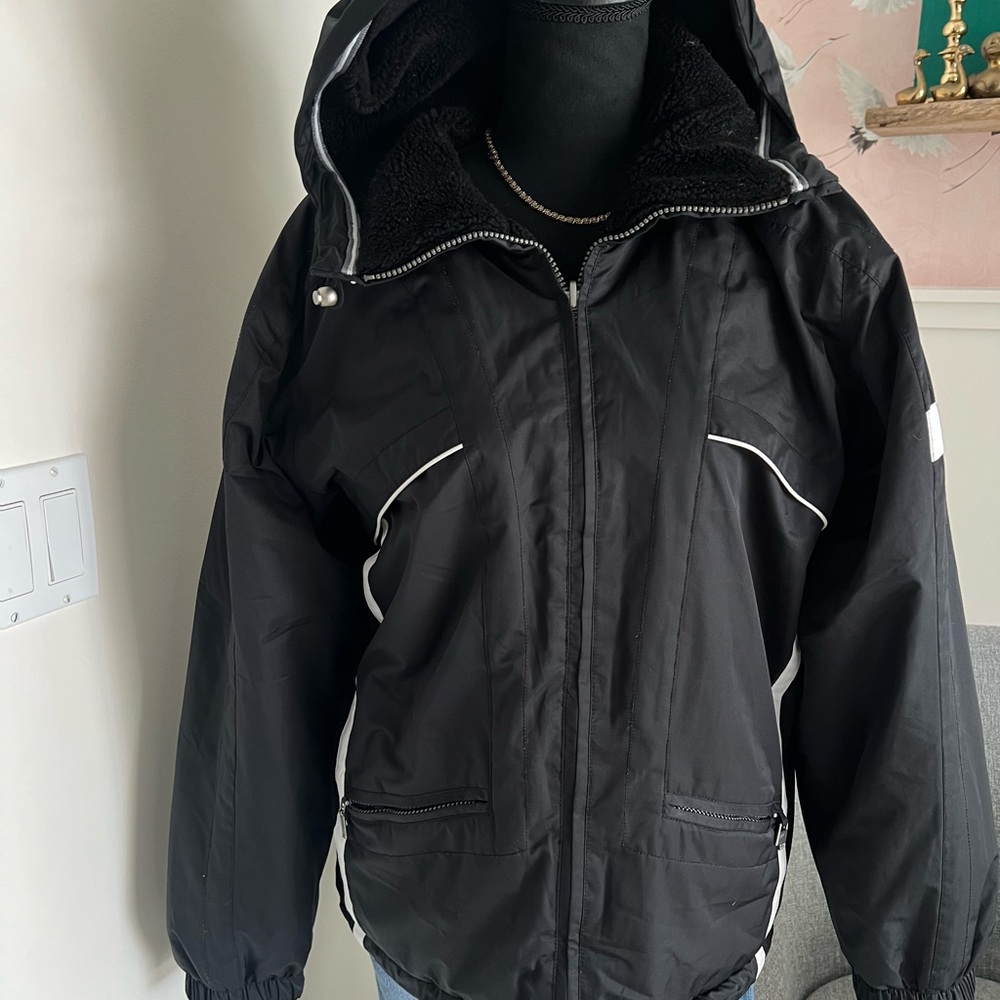 Nils Ski Jacket Womens Size 8/large Black/white  Fleece Lined Zip Front